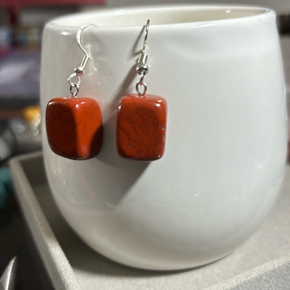 SATYAMANI Natural Stone Traditional Carnelian Semi-Precious Earrings Red Orange - Picture 3 of 5